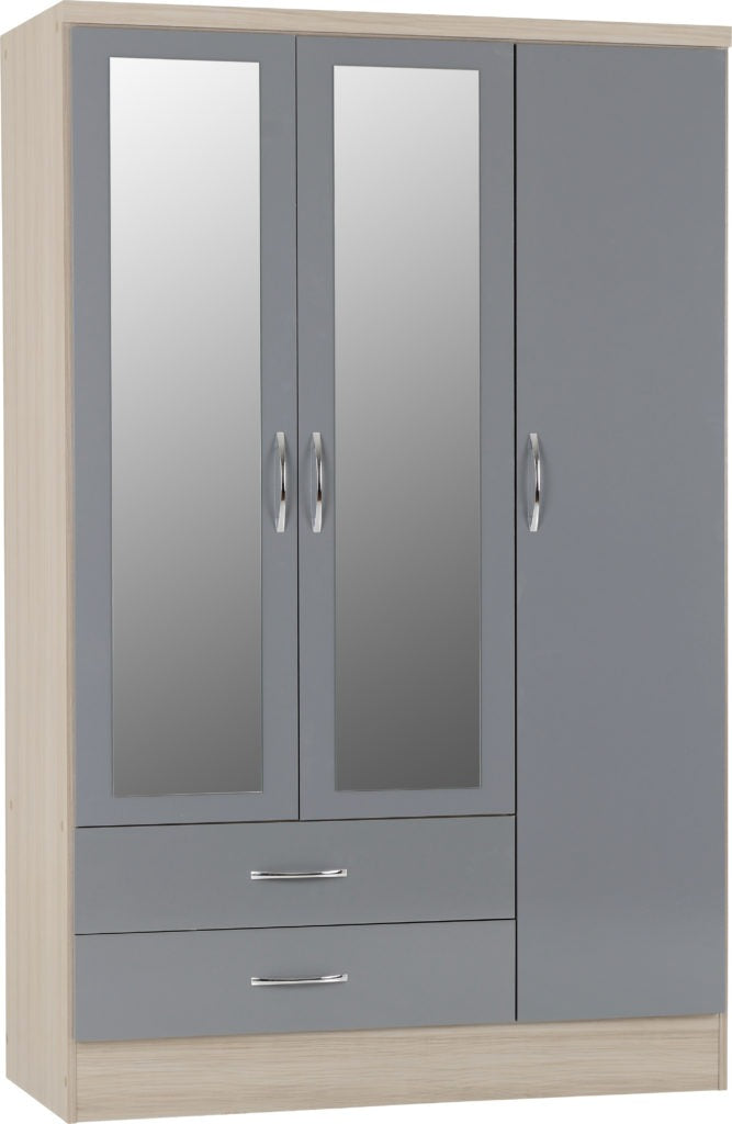 Nevada 3 Door 2 Drawer Mirrored Wardrobe – Multiple Finishes