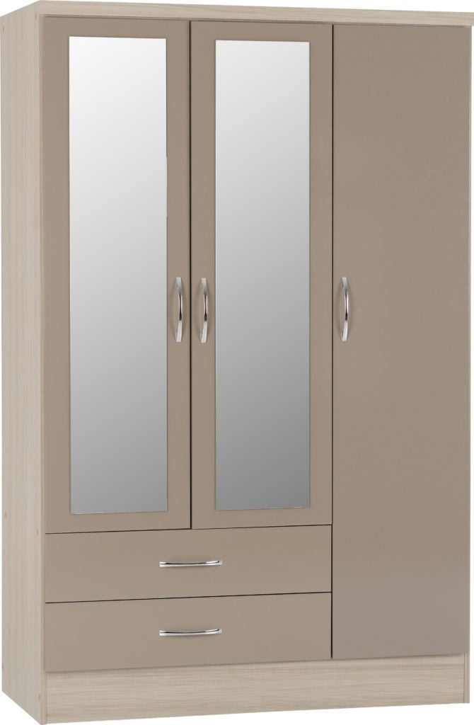 Nevada 3 Door 2 Drawer Mirrored Wardrobe – Multiple Finishes