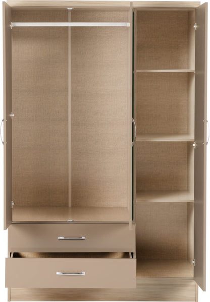 Nevada 3 Door 2 Drawer Mirrored Wardrobe – Multiple Finishes