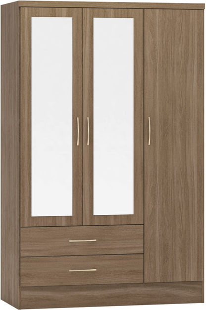 Nevada 3 Door 2 Drawer Mirrored Wardrobe – Multiple Finishes