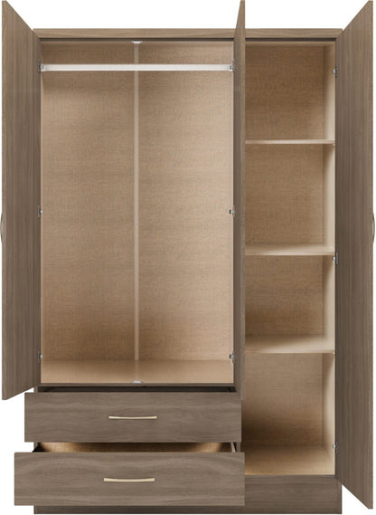 Nevada 3 Door 2 Drawer Mirrored Wardrobe – Multiple Finishes