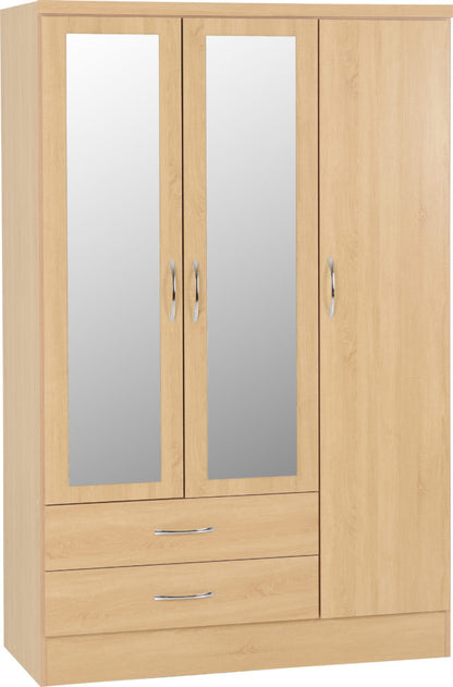 Nevada 3 Door 2 Drawer Mirrored Wardrobe – Multiple Finishes