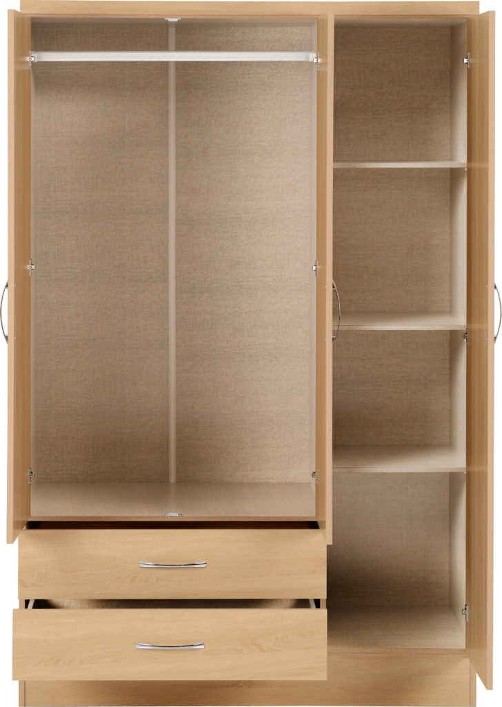 Nevada 3 Door 2 Drawer Mirrored Wardrobe – Multiple Finishes