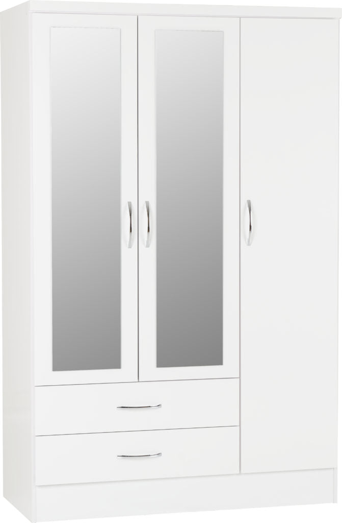Nevada 3 Door 2 Drawer Mirrored Wardrobe – Multiple Finishes