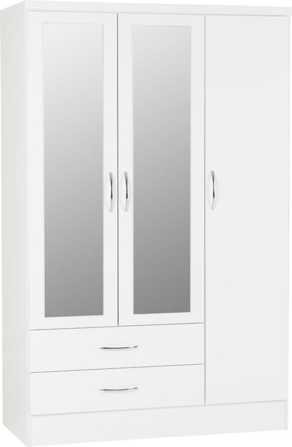 Nevada 3 Door 2 Drawer Mirrored Wardrobe – Multiple Finishes