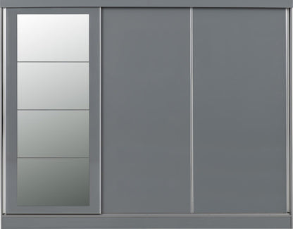 Nevada 3 Door Sliding Wardrobe – Grey Gloss / Black Gloss / White Gloss Finish