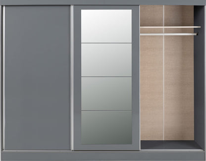 Nevada 3 Door Sliding Wardrobe – Grey Gloss / Black Gloss / White Gloss Finish