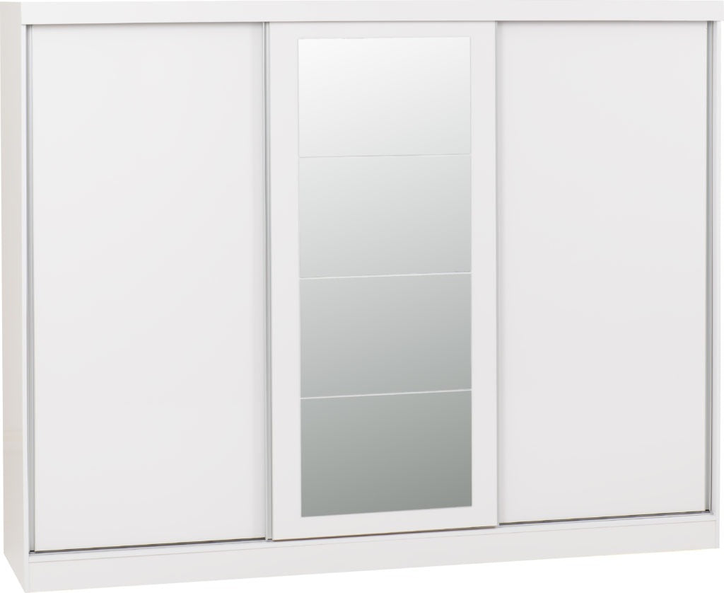 Nevada 3 Door Sliding Wardrobe – Grey Gloss / Black Gloss / White Gloss Finish