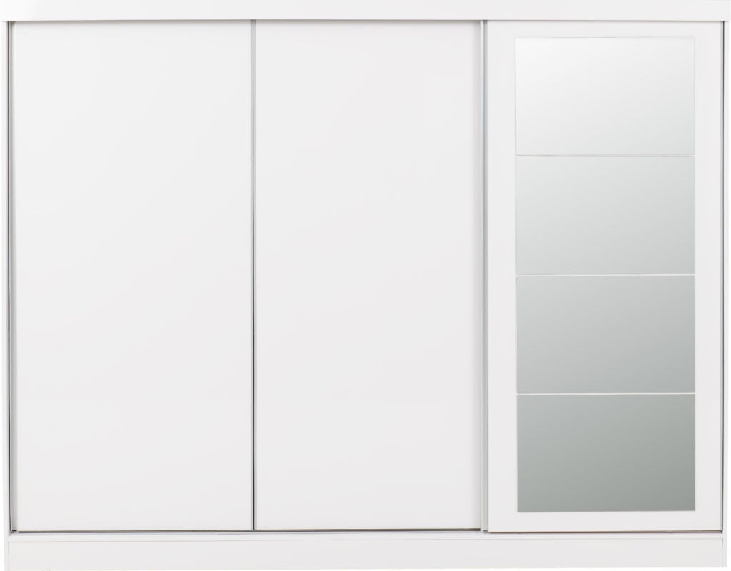 Nevada 3 Door Sliding Wardrobe – Grey Gloss / Black Gloss / White Gloss Finish