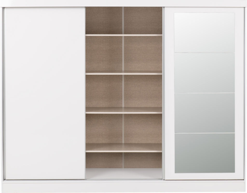 Nevada 3 Door Sliding Wardrobe – Grey Gloss / Black Gloss / White Gloss Finish