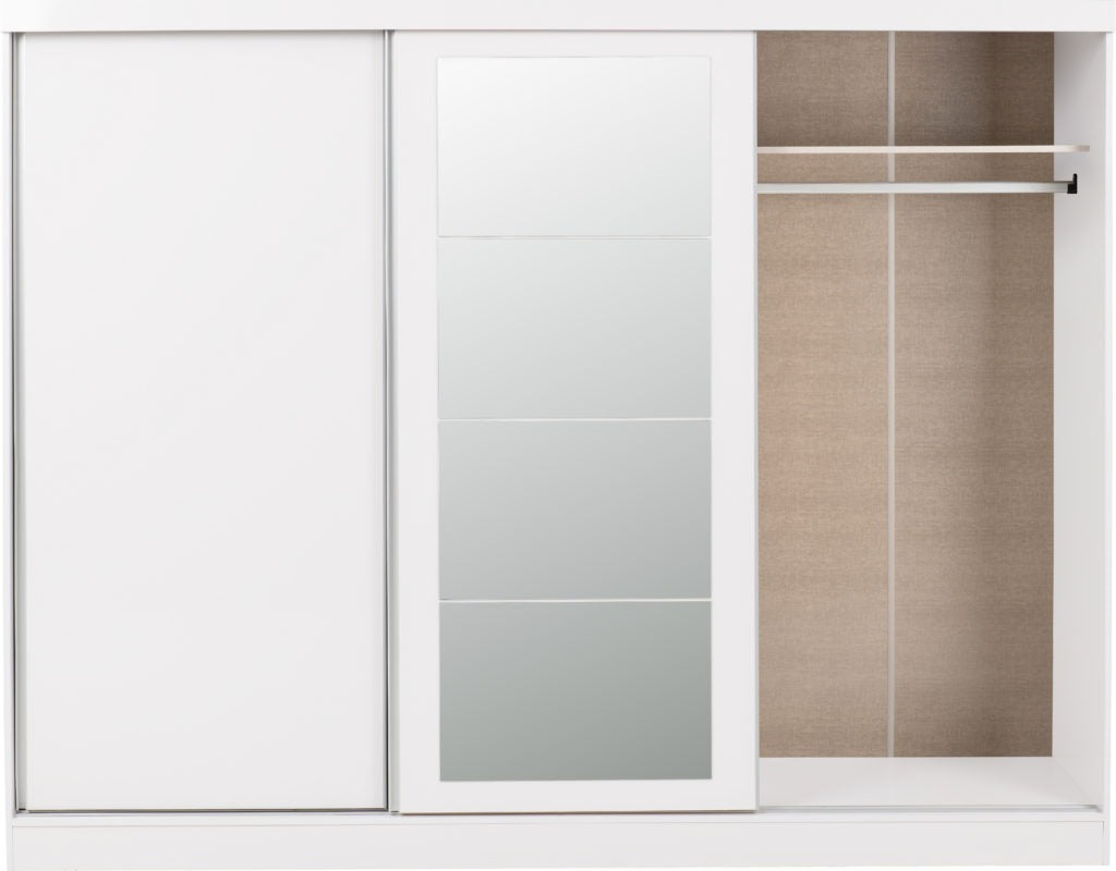 Nevada 3 Door Sliding Wardrobe – Grey Gloss / Black Gloss / White Gloss Finish