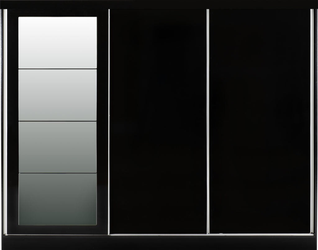 Nevada 3 Door Sliding Wardrobe – Grey Gloss / Black Gloss / White Gloss Finish
