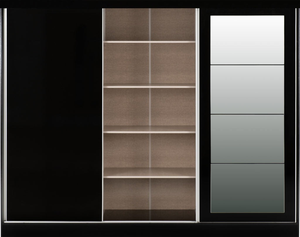 Nevada 3 Door Sliding Wardrobe – Grey Gloss / Black Gloss / White Gloss Finish