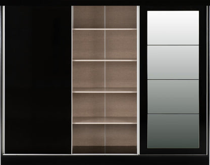 Nevada 3 Door Sliding Wardrobe – Grey Gloss / Black Gloss / White Gloss Finish