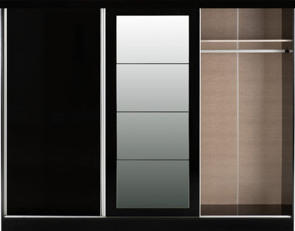 Nevada 3 Door Sliding Wardrobe – Grey Gloss / Black Gloss / White Gloss Finish