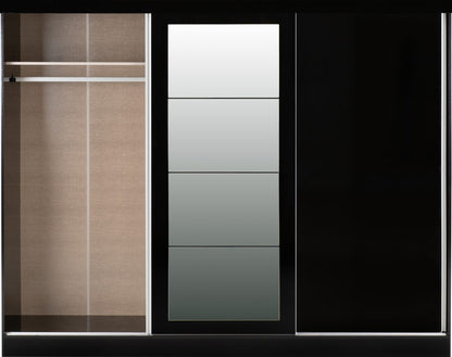 Nevada 3 Door Sliding Wardrobe – Grey Gloss / Black Gloss / White Gloss Finish