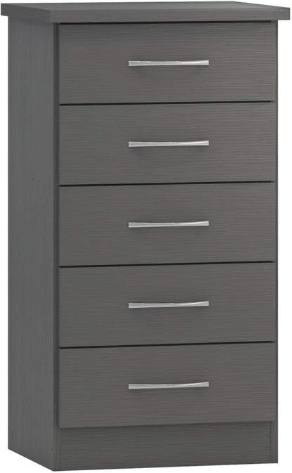 Nevada 5 Drawer Narrow Chest – Multiple Finishes