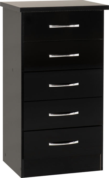 Nevada 5 Drawer Narrow Chest – Multiple Finishes