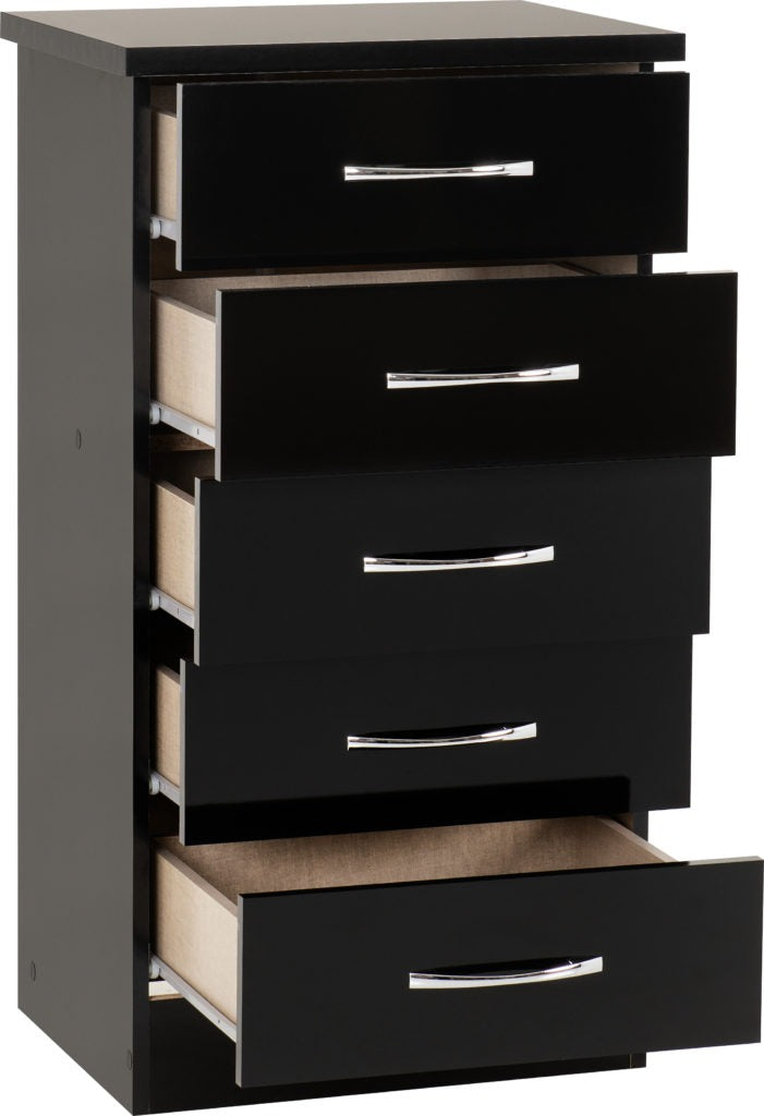 Nevada 5 Drawer Narrow Chest – Multiple Finishes