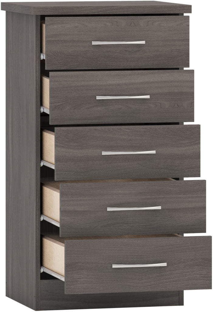 Nevada 5 Drawer Narrow Chest – Multiple Finishes