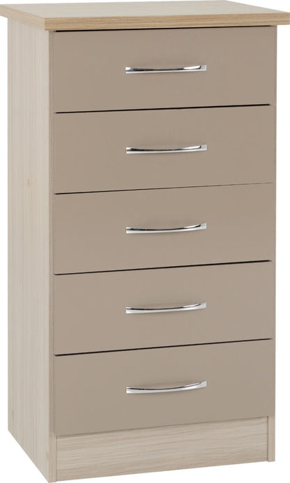 Nevada 5 Drawer Narrow Chest – Multiple Finishes