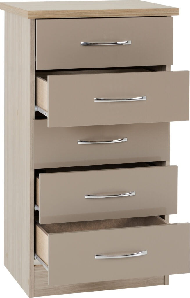 Nevada 5 Drawer Narrow Chest – Multiple Finishes