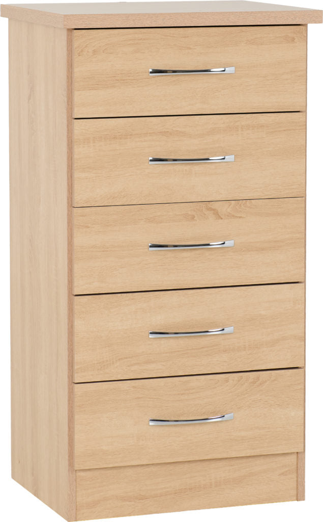 Nevada 5 Drawer Narrow Chest – Multiple Finishes