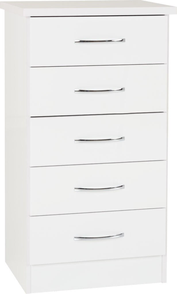 Nevada 5 Drawer Narrow Chest – Multiple Finishes