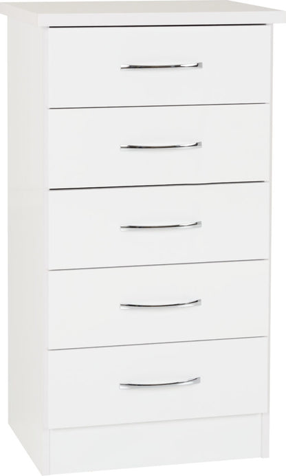 Nevada 5 Drawer Narrow Chest – Multiple Finishes