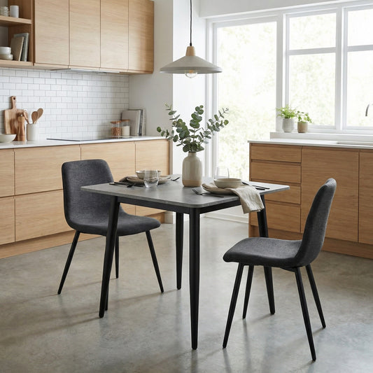 Evie Pack of 2 Grey Fabric Dining Chairs