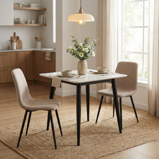 Esme Pack of 2 Light Brown Fabric Dining Chairs