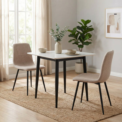 Nova Cream Square Dining Set with 2 Esme Light Brown Chairs