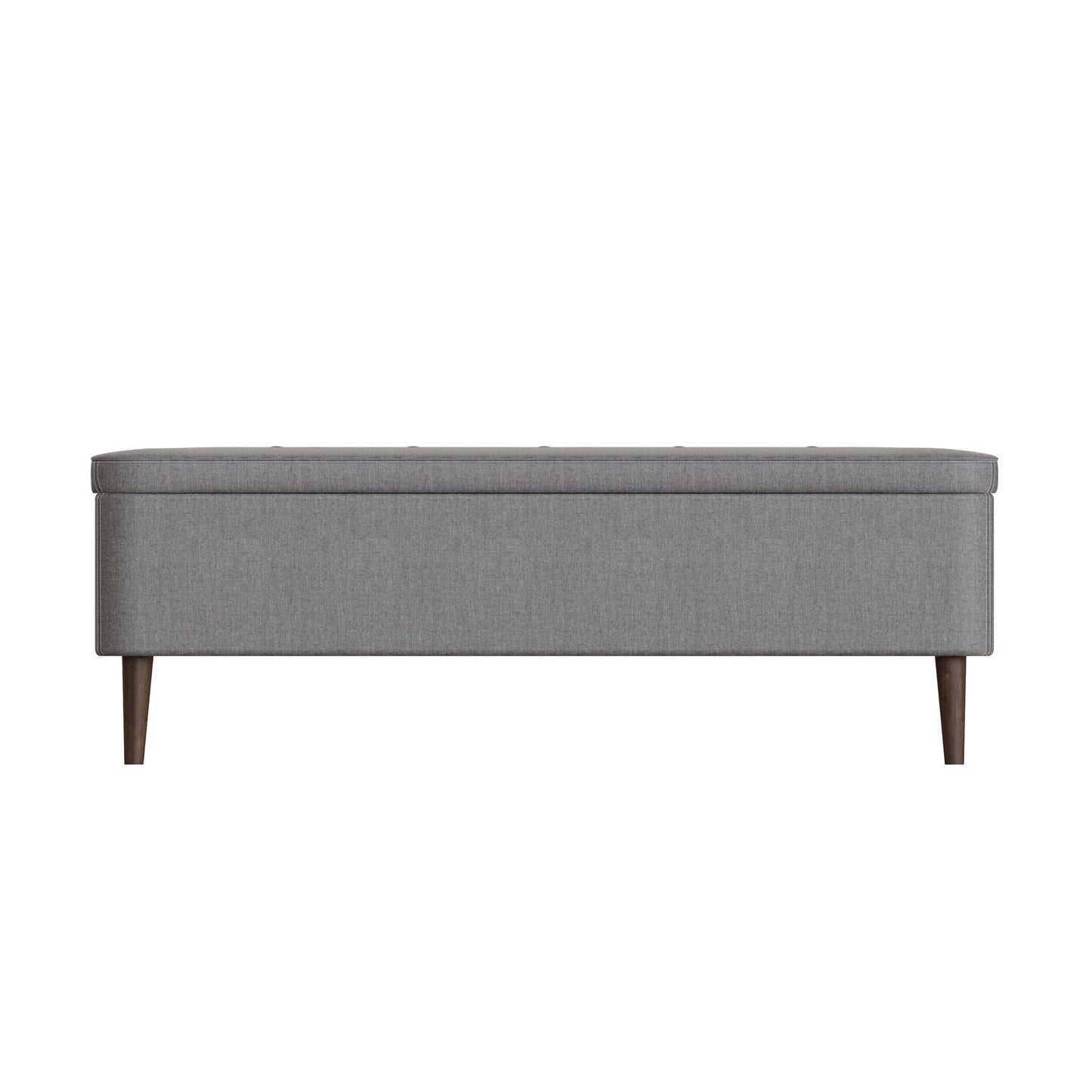 Grey Linen Ottoman Storage Bench With Solid Wooden Legs