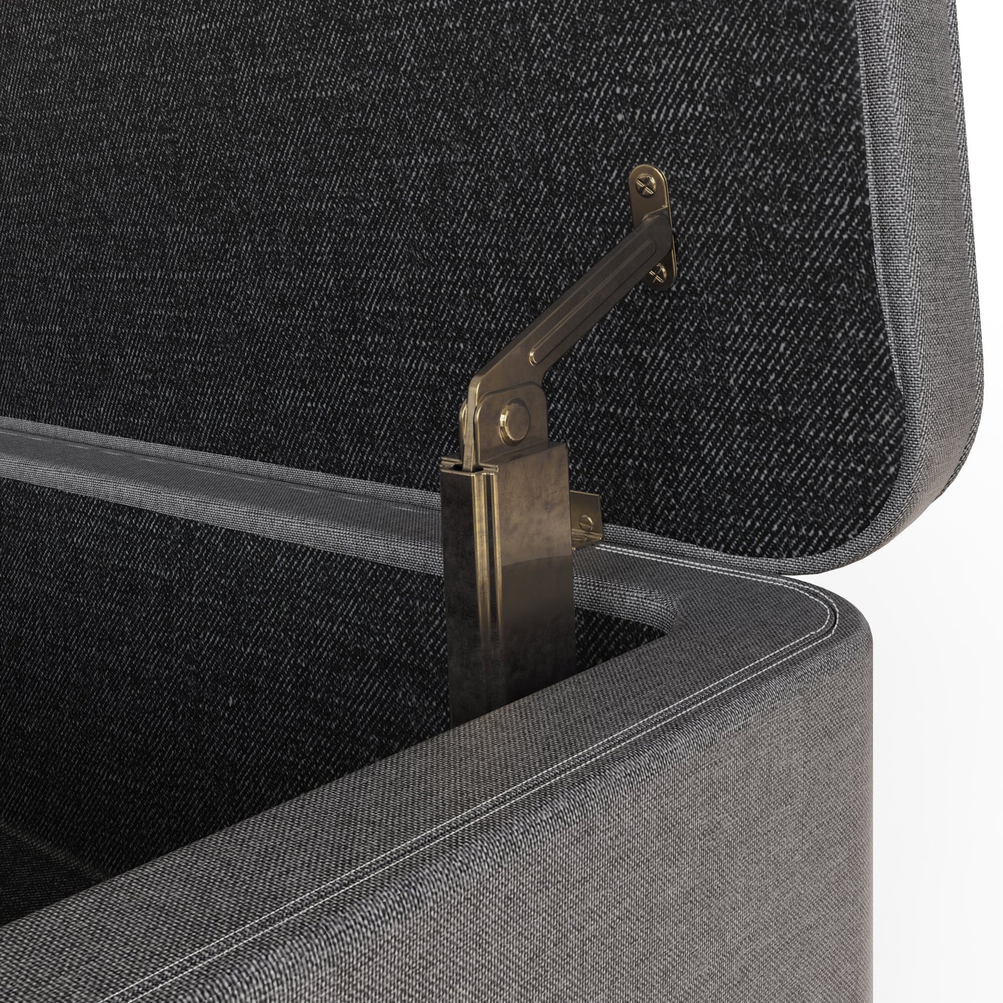Grey Linen Ottoman Storage Bench With Solid Wooden Legs