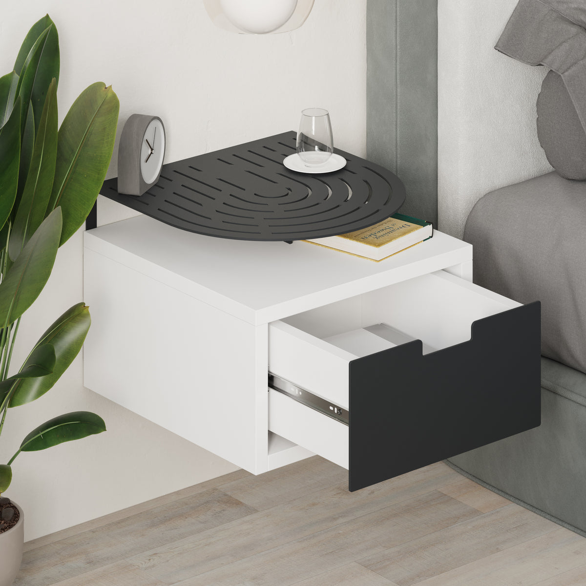 Modern Oslo Nightstand Bedside Table with Drawer White