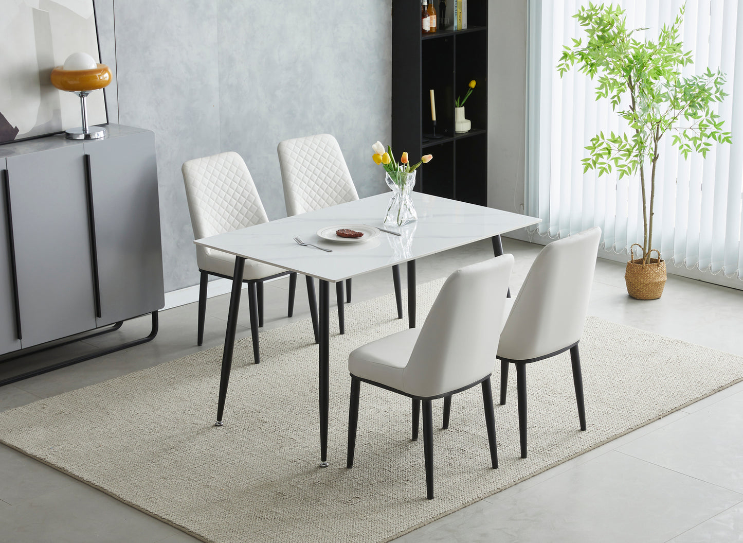 Oxford Ceramic Dining Table 1.2m & 4 Chairs