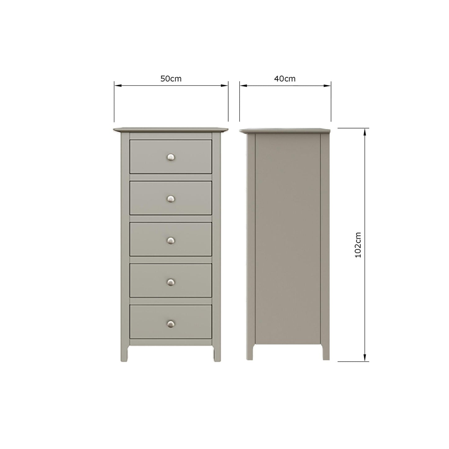 Palma 5 Drawer Chest of Drawers Pale Grey