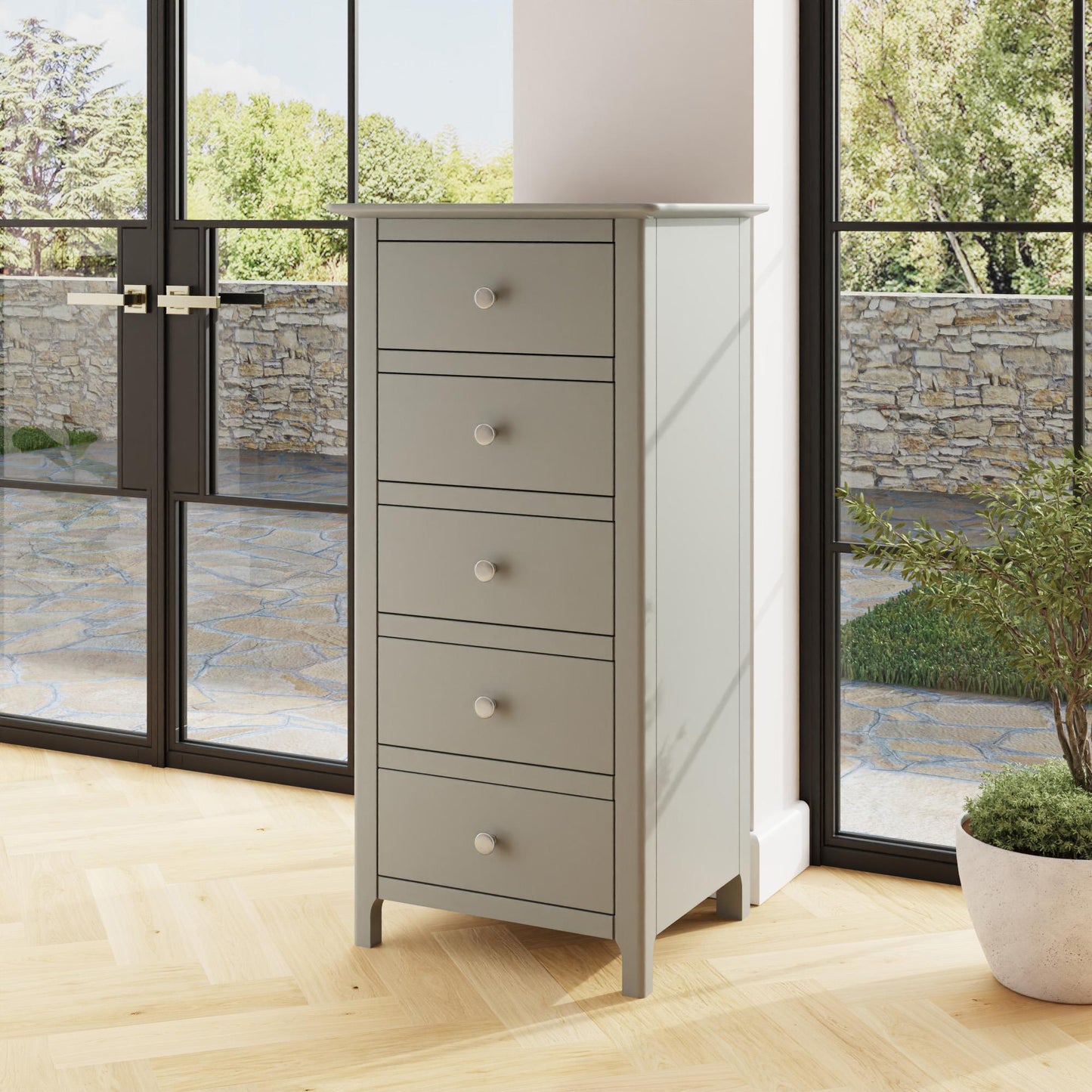 Palma 5 Drawer Chest of Drawers Pale Grey