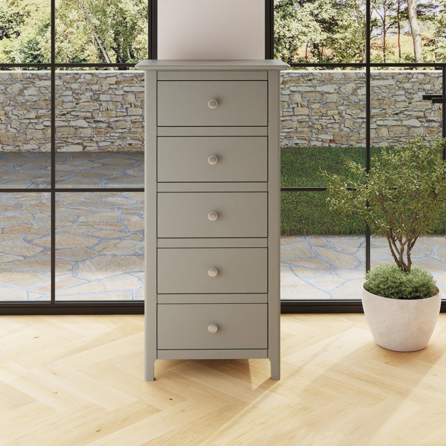 Palma 5 Drawer Chest of Drawers Pale Grey