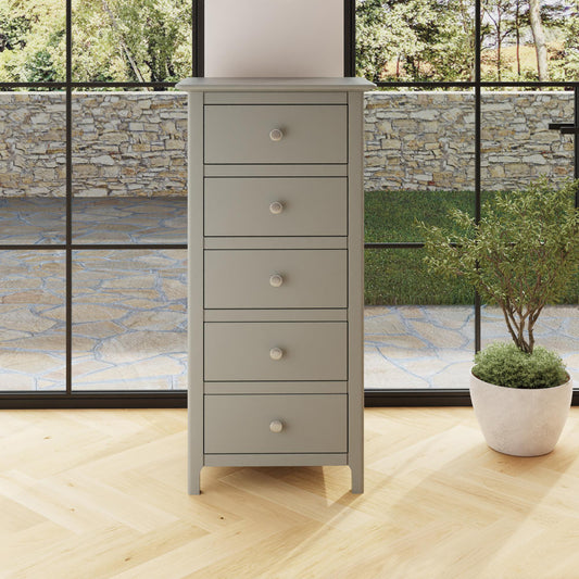 Palma 5 Drawer Chest of Drawers Pale Grey