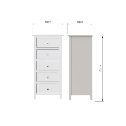 Palma 5 Drawer Chest of Drawers Pure White
