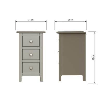 Palma 3 Drawer Bedside Cabinet Pale Grey