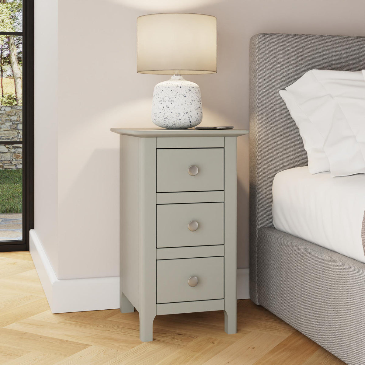 Palma 3 Drawer Bedside Cabinet Pale Grey