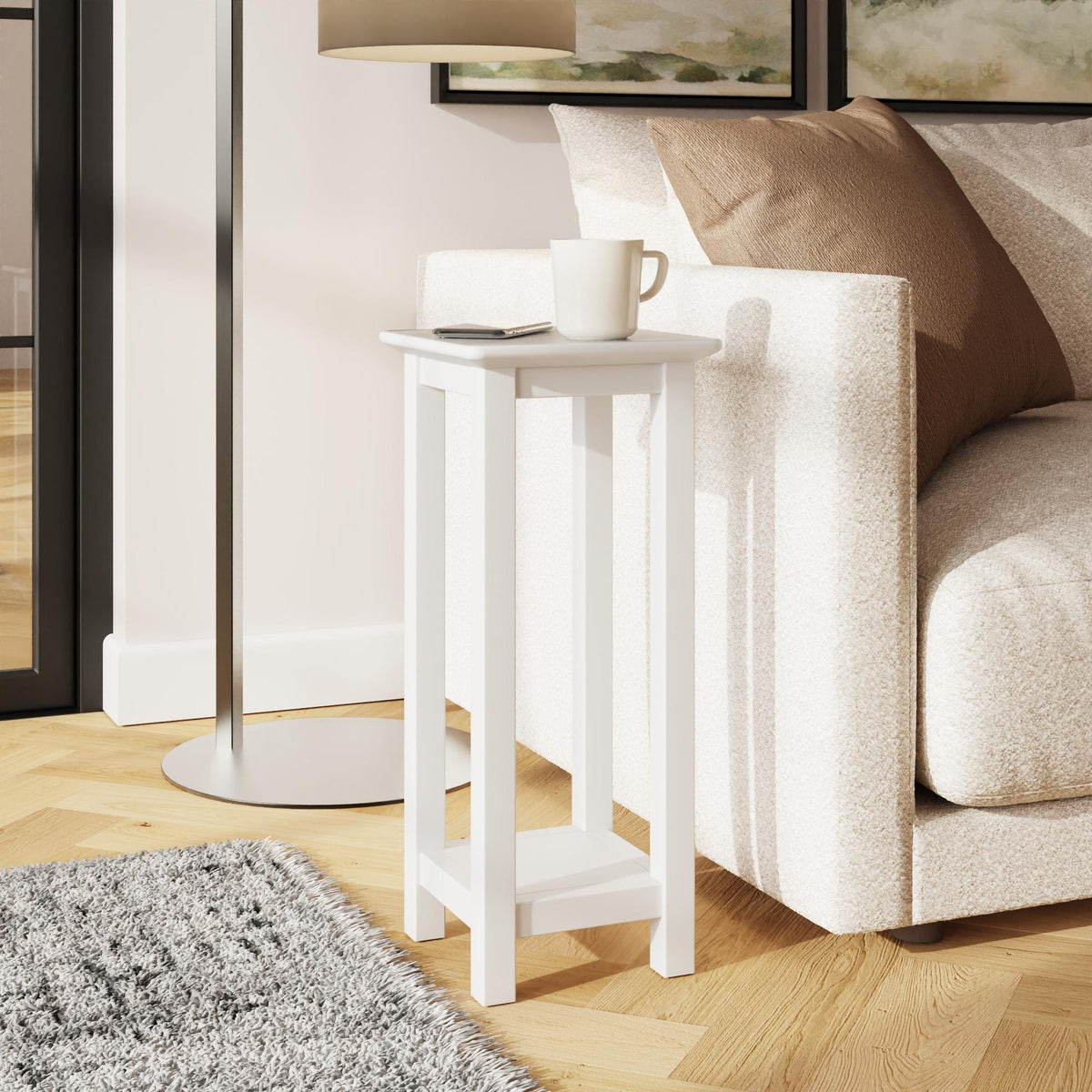 Palma Side Table Plant Stand Pure White