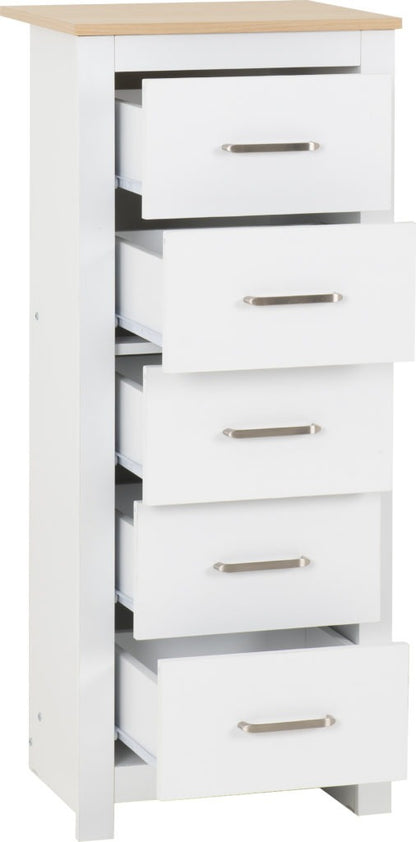 Portland 5 Drawer Narrow Chest