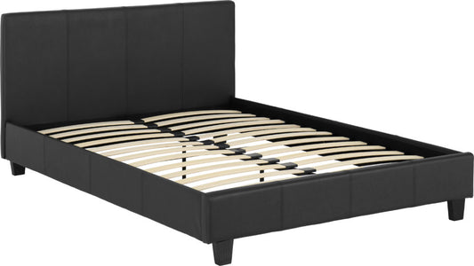 Prado 4'6" Bed – Black Faux Leather