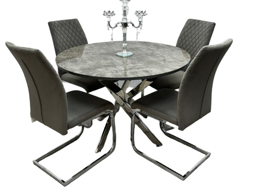 Tokyo Round Dining Set (Table & 4 Chairs)