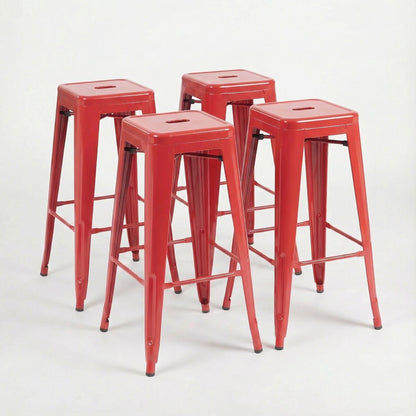 Bistro Pack Of 4 30 Red Bar Stools