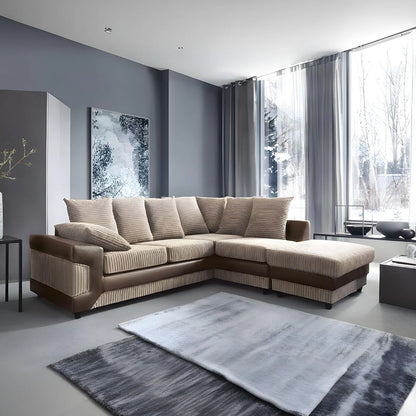 Dino Jumbo Cord Corner Sofa – Beige Brown