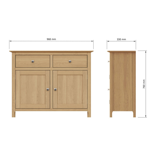 Taberno Oak 2 Door 2 Drawer Sideboard Natural Oak